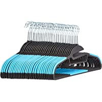Los mejores  - AmazonBasics - Perchas de plástico- resistentes- antideslizantes- con barra horizontal de goma- color azul- 30 unidades